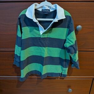 Lands End Boys Rugby Shirt Navy And Green Size 4